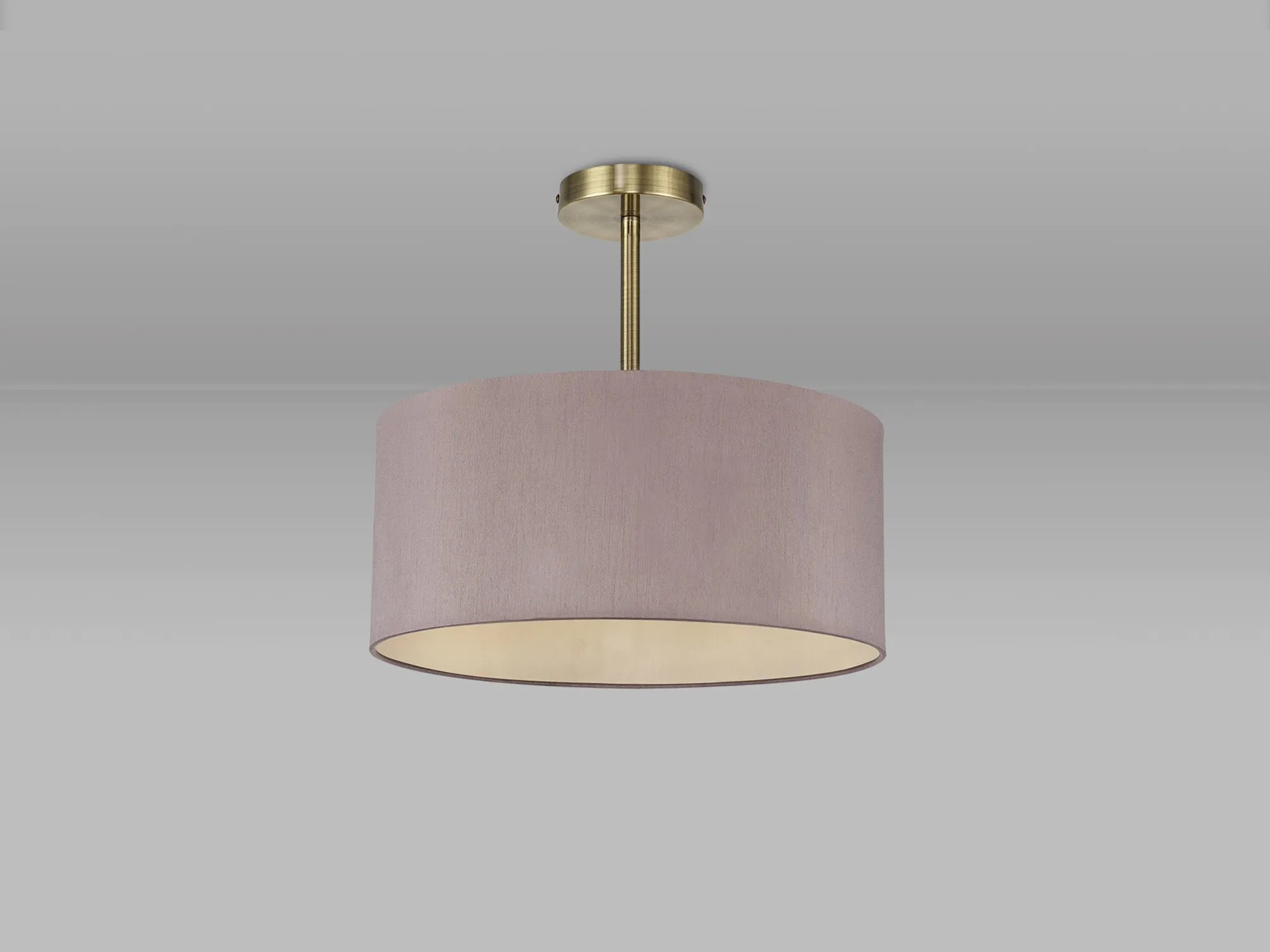 Baymont 40cm Semi Flush 1 Light Antique Brass, Taupe/Halo Gold DK0169  Deco Baymont